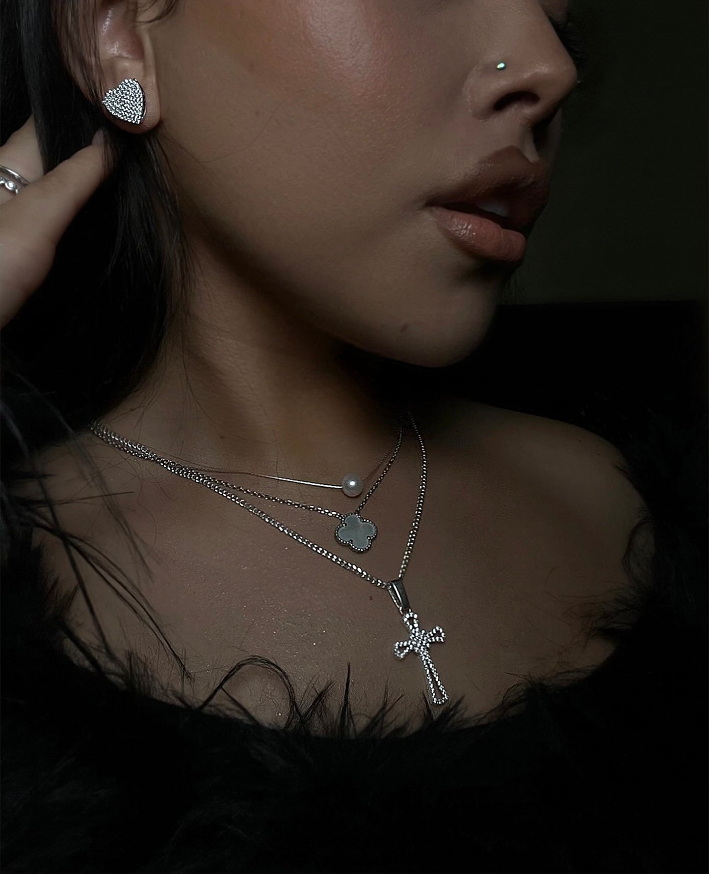Mini Diamond Heart Earrings